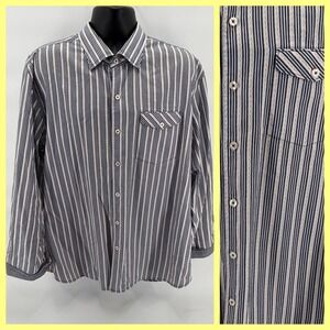 Tommy Bahama Shirt Mens XXL Striped Long Sleeve Button Up 100% Cotton Coastal